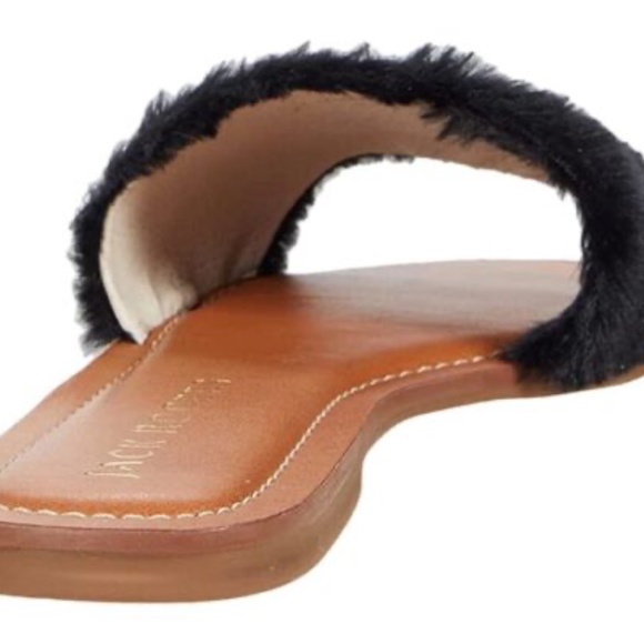 NEW Jack Rogers Women's Faux Fur Sabrina Slide BLACK COZY SANDAL SHOES SLIP ON - Picture 5 of 6